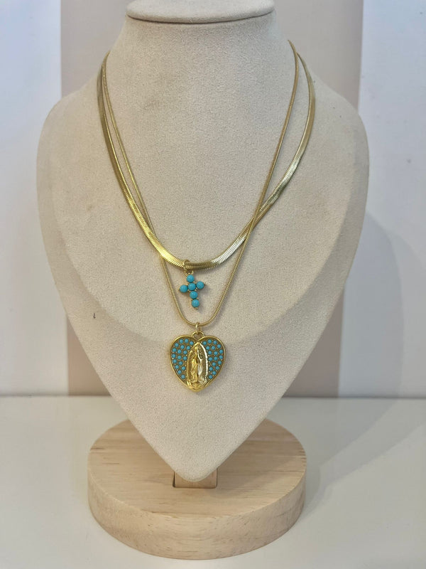 COLLANINA SNAKE CROCE E CUORE