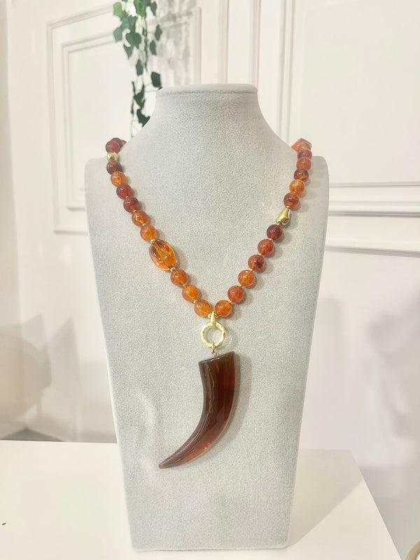 COLLANA CORNO CARAMELLO
