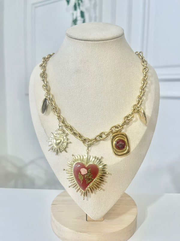 COLLANA CUORE SACRO BORDEAUX