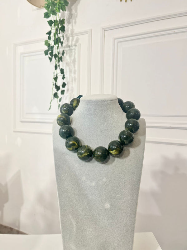 COLLANA MAXI PERLE VERDE SFUMATO
