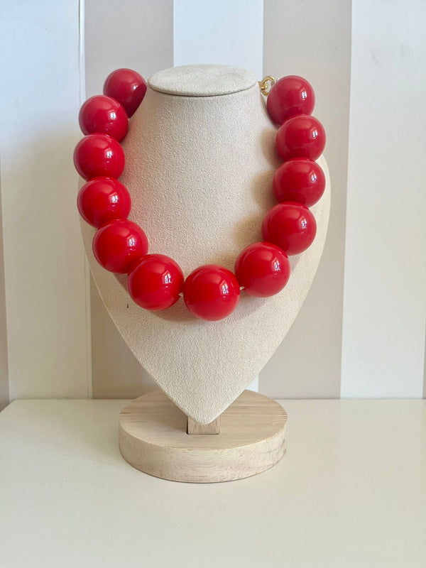 COLLANA PERLE MAXI ROSSA