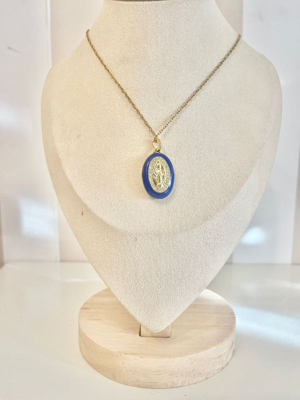 COLLANINA MEDAGLINA AMEN BLU