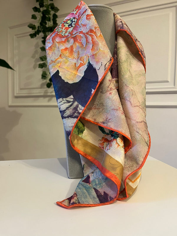 FOULARD SFUMATO FLOWER RUGGINE