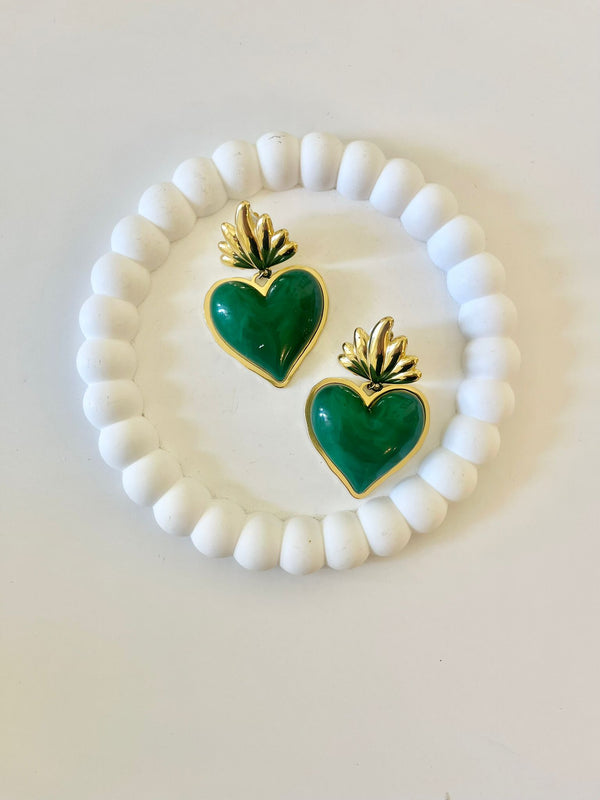 ORECCHINI CUORE SACRO VERDE