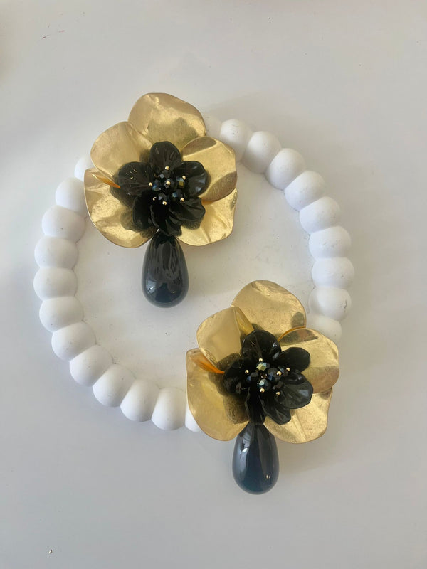 ORECCHINI FIORE MAXI CON GOCCIA TERMINALE