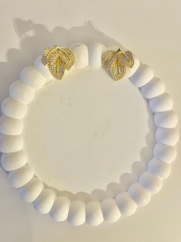 ORECCHINI FOLGLIA STRASS GOLD