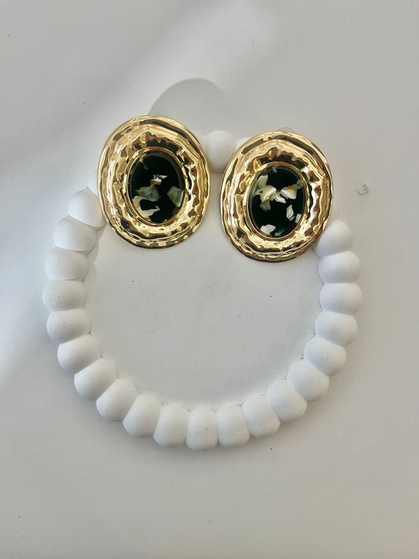 ORECCHINI MARMORE NERO GOLD