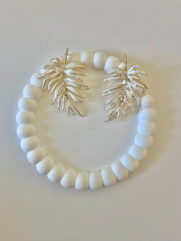 ORECCHINI FOGLIA SAFARI BIANCO