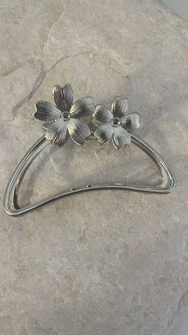 PINZA DOPPIO FIORE ARGENTO