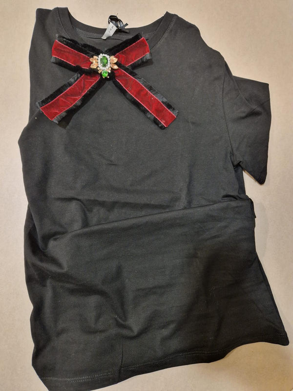 T SHIRT CON FIOCCO NERO BORDEAU